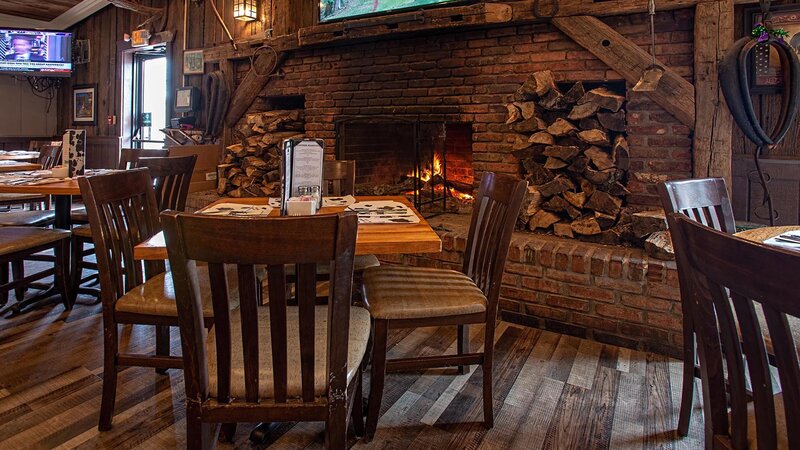 Dining room with fireplace